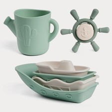 Nautical Silicone Baby Bath Toys Set, Food Grade Silicone Bathtub Toys for To...