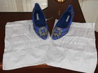 NEW Manolo Blahnik HANGISI Jeweled Blue Wool Tartan Ballet Flat Shoe 39 EU 9US — photo 2