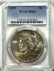1935 Peace Silver Dollar $1 – PCGS MS62 – Frosty White Luster – Fresh Mint State