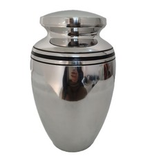 Glossy Silver Metal Urn Human Ashes Adult Cremation Urns in Velvet Bag 10 inch