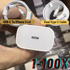 Lot 20W Fast Charger For iPhone 16 15 14 13 12 11 Pro Max USB-C Adapter PD Cable