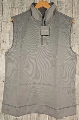 Hickey Freeman Golf Vest MEDIUM Gray Micro Stripe 1/4 Zip Men's NEW