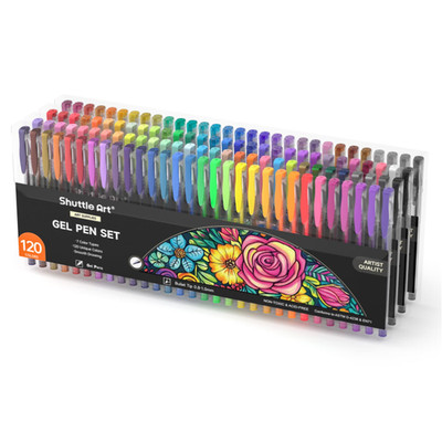 Gelstifte Shuttle Art 120 Farben Set Glitzer Neon Pastell Metallic Wirbel
