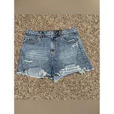 Women's size 12 shorts Classic Distressed Denim Shorts - Blue