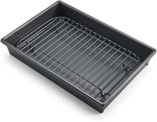 Petite Roast Pan Set with Rack, 10X7 Inch Nonstick Toaster Oven Baking Pan