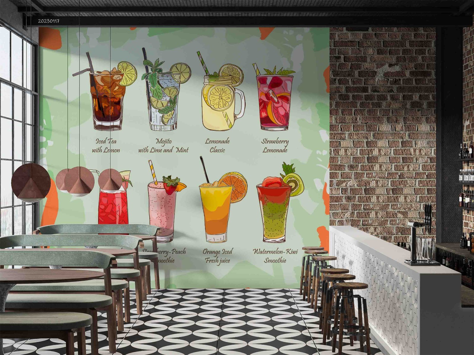 3D Fruit Juice Drinks Illustration Wall Murals Wallpaper Murals Wall Sticker