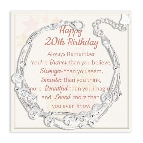 Birthday Gifts For Teen 925 Silver Beaded Bracelets For Women Gift For 20 Year O - Picture 1 of 6