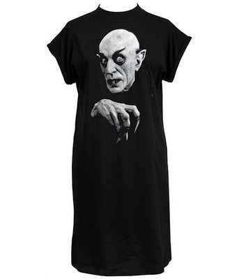 Nosferatu Damen Horror T-Shirt Kleid Gothic Vampir Graf Orlok Kleidung