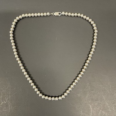 Sterling Silber 925 6 mm Perlen Kugel Kette 18'' Halskette Italien 36+ g