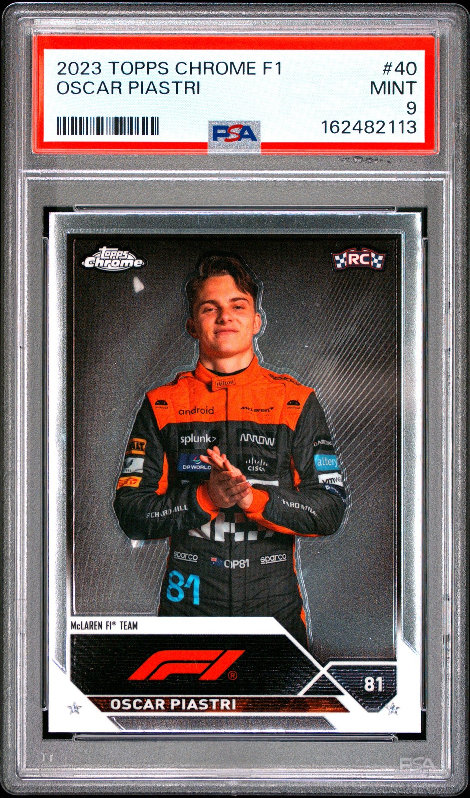 2023 TOPPS CHROME FORMULA 1 #40 OSCAR PIASTRI ROOKIE RC PSA 9 view 1