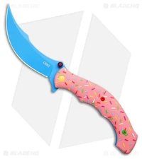 CRKT Ritual Compact Dessert Warrior Assisted Opening Knife Pink G-10 (3.3" Blue)