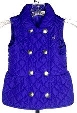 CALVIN KLEIN Girls Purple Puffy Quilted Vest Snap Closure - Size 5 embroidered