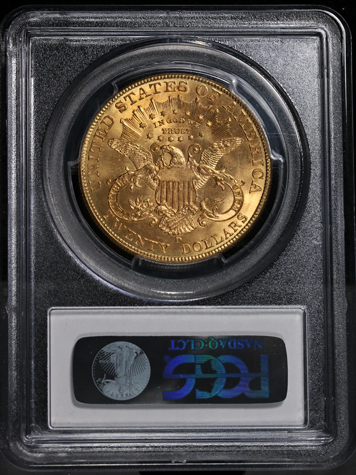1907-D Liberty Gold $20 PCGS MS65 превосходная привлекательность для глаз сильный удар - Изображение 4 из 4