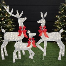 4ft 3-Piece 2D Lighted Christmas Deer Family Set Large Outdoor Yard Reindeer