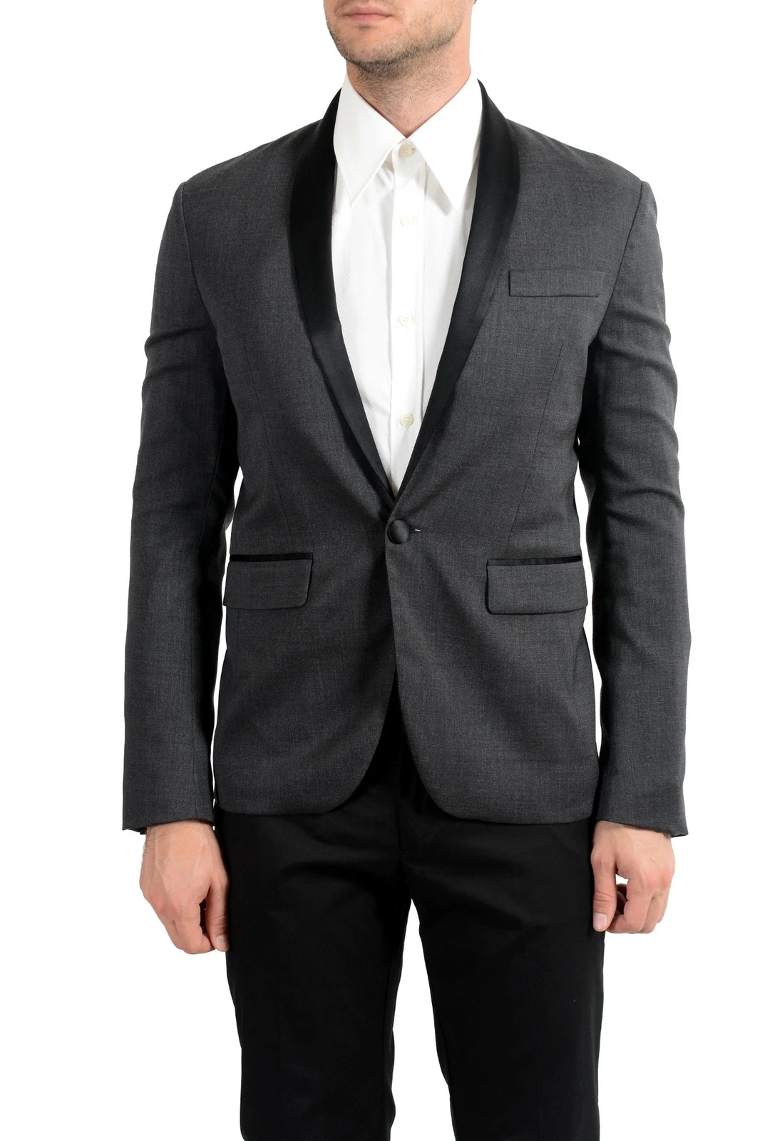 Blazer da uomo Dsquared2 grigio lana con un bottone US 38 IT 48