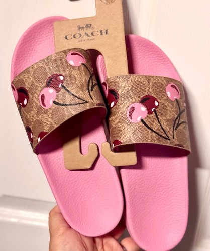 Nuevo Coach Udele Sport Slide en lona exclusiva con estampado de cereza CZ150 - Imagen 3 de 8