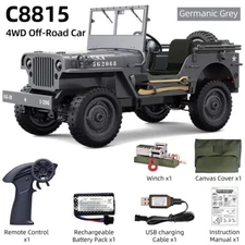 JJRC C8815 RC Military Jeep 2.4G 4WD Truck Car Winch Canvas Off-Road Remote Car
