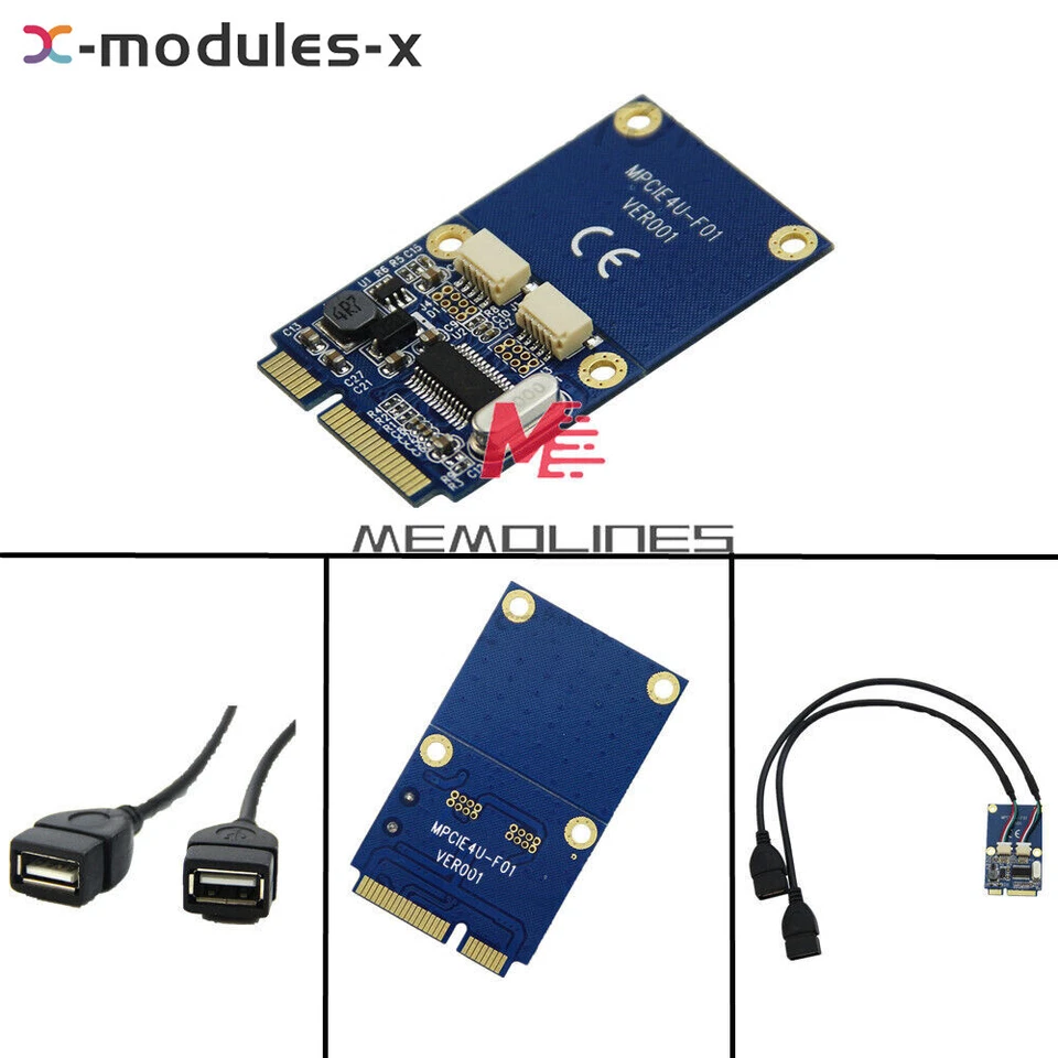 10PCS Mini PCI-E to USB Adapter mPCIe to 5 Pin 2 Ports USB2.0 Converter Card - Image 2 of 4