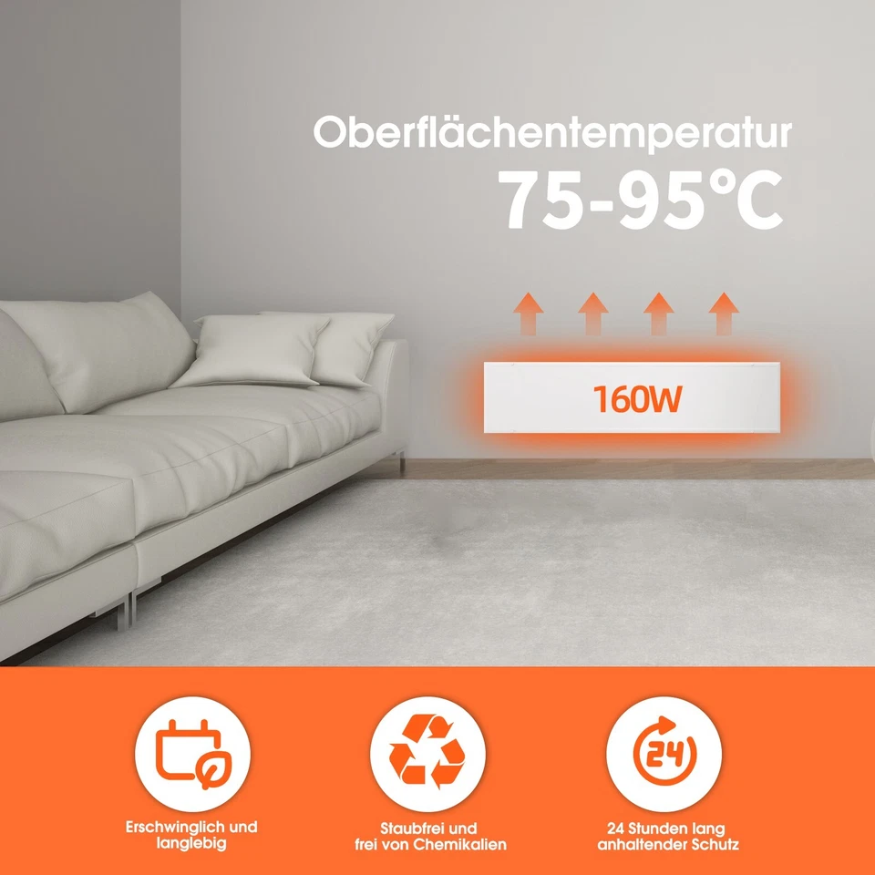 160W Infrarotheizung Infrarot Heizung Heizkörper Wand Heizpaneel Elektroheizung - Bild 3 von 4