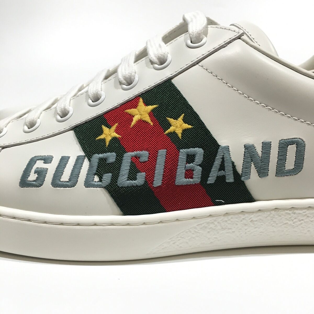 Gucci Web Ace Leather Sneakers Gucci Band Logo -White -Men's Gucci Web Ace Leather Sneakers Gucci Band Logo -White -Men's