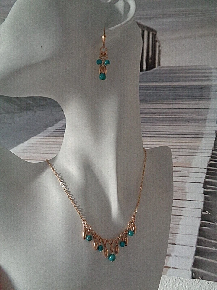 Türkis Ohrringe 14K Gold Filled handgearbeitet - Bild 2 von 2