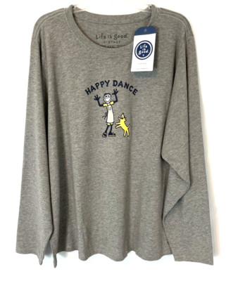Life is Good Happy Dance Crusher Tee Shirt 3XL Gray Pull On A371567 Women CB99P