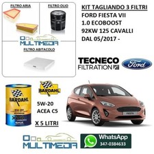 KIT TAGLIANDO 3 FILTRI E OLIO BARDAHL 5W20 C5 FORD FIESTA VII 1.0 92KW 125 CV