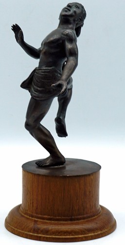 Vintage Bronze Figurine / Statue Asian Man with Soccer Ball on Wooden Base Video - Picture 3 of 12