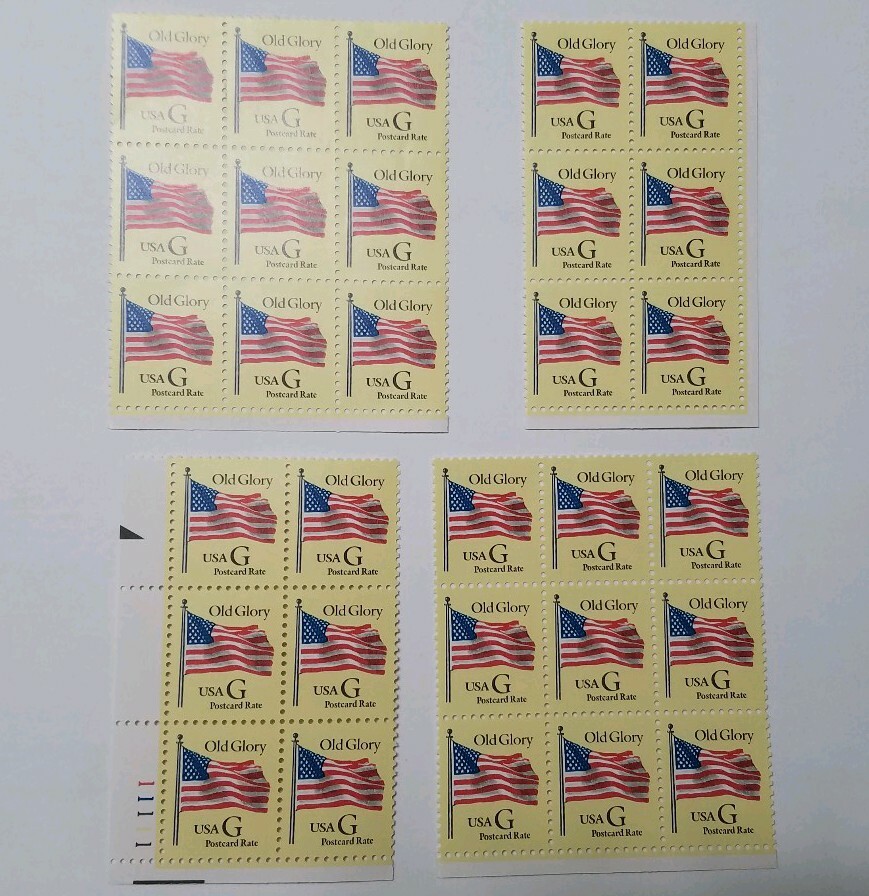 30x G Postcard Rate Stamps American Flag Yellow w/ Black G Old Glory