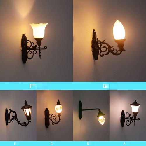 2x Dolls House 112TH Scale Wall Lamps Metal Sand Table Villa Light