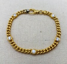 14k Gold  5 DIAMOND CHAIN LINK BRACELET  15.23 Grams  over 1 CTTW