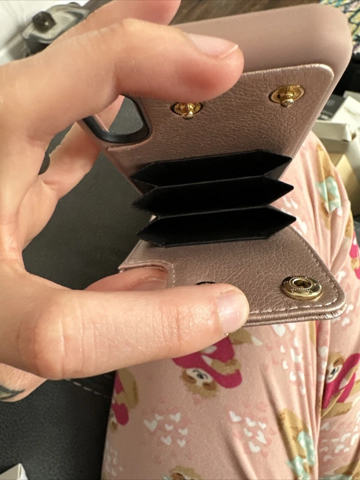 Funda tipo billetera Lameeku para iPhone Xs/X (oro rosa) Foto 3 de 4