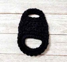 crochet handmade kitchen towel holder drawer pull knob hanger ONLY black 1pc