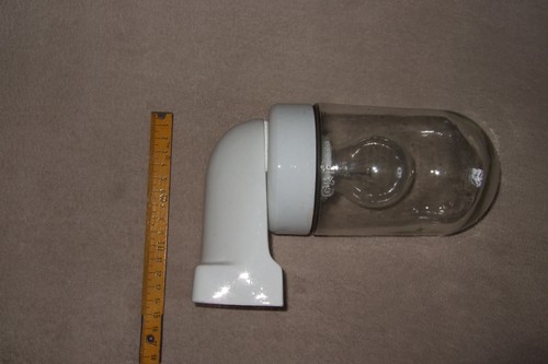 sehr alte Glaskolben-Lampe, Hof/Stall-Lampe, Keramikfuß, wie Neu! - Bild 2 von 6