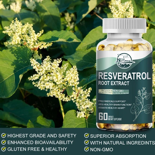 Resveratrol Fuerza Máxima 1200MG Anti-Envejecimiento Antioxidante No-OGM 120 Cápsulas - Imagen 2 de 8