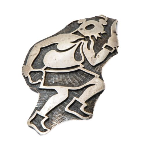 Vintage Hopi Bernard Dawahoya Kachina Native Silver Brooch (T140) - Afbeelding 1 van 6