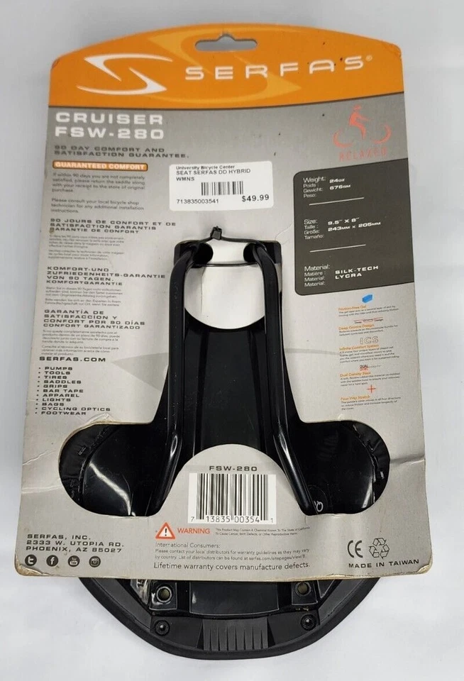 Asiento de bicicleta Serfas para mujer DD HYBRID sillín de bicicleta I.C.S. Cruiser FSW-280 Foto 3 de 4