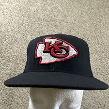 Vtg Kansas City Chiefs Hat Cap Youth 6 3/4 Black NFL 5950 New Era USA 90s