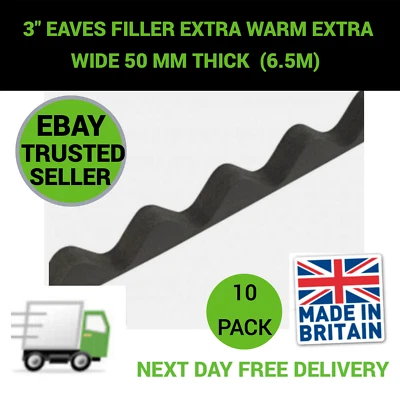 3" Eaves Filler Extra Warm Extra Wide 50mm Thick Pack of 10 (6.5m) Black