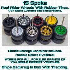15 SPOKE Real Rider Wheels Rubber Tire For 1/64 Scale Hot Wheel & Other