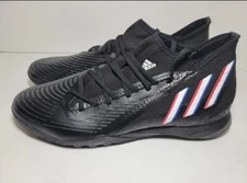 Mens Adidas Predator Edge.3 TF Turf Soccer Shoes Black/Striped #GX2628 Size 11.5
