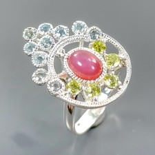 Handmade  Star Ruby Ring 925 Sterling Silver Size 7 /B-R3285