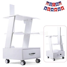 Mobile Dental Mouth Sweeping Trolley Clinic Tool Cart w/ Power Socket & Drawer