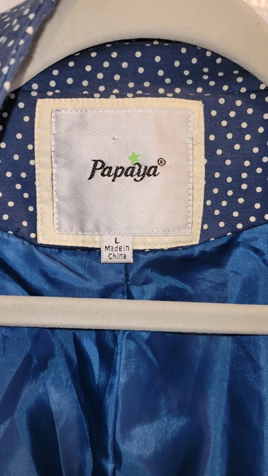 Adorable Chaqueta Blazer PAPAYA Azul Blanco Lunares Mujer Niña Clásica Talla L Foto 4 de 4