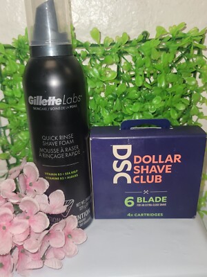 Gillette Labs Men s Quick Rinse Shave Foam 8.1oz & DSC 6 Blades 4x Carts Lot 2