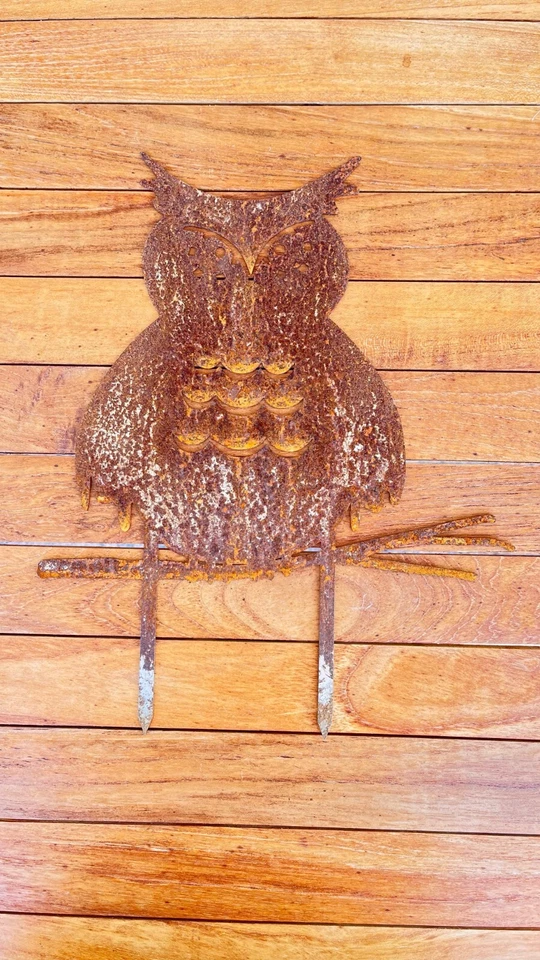 Gartenstecker kleine Eule aus Metall, 33 cm hoch, Gartendeko, ostern, Edelrost - Bild 2 von 3