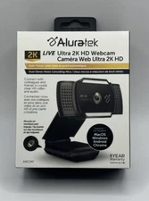 Aluratek Live 2K Webcam - Black/Silver (AWC2KF) - NEW - SEALED