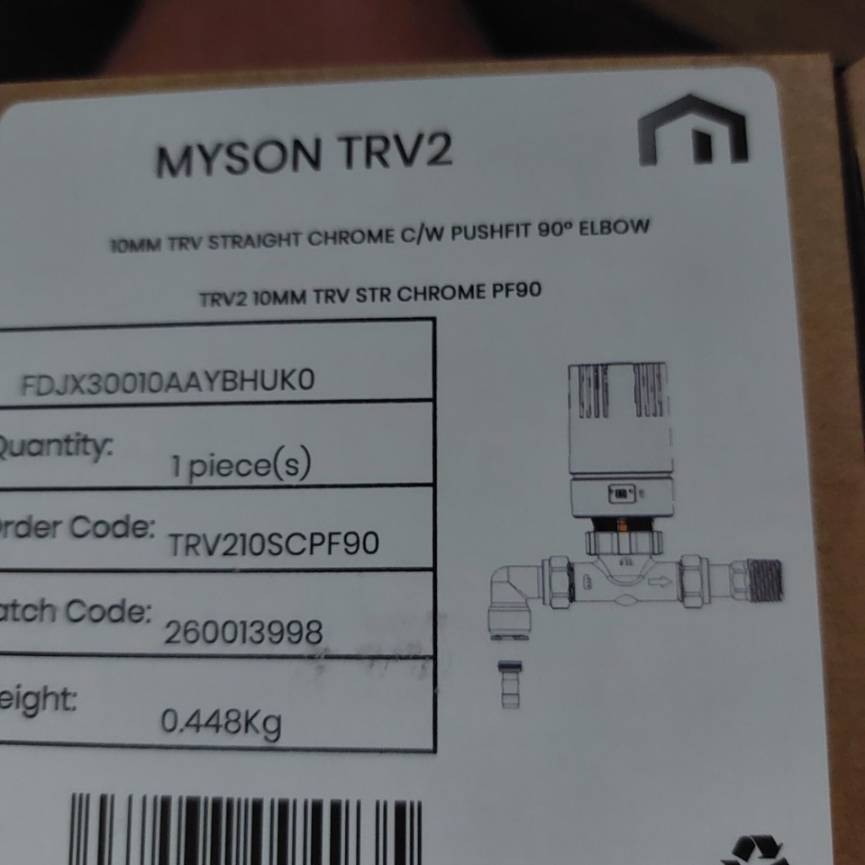 Myson TRV2 Thermostatic Radiator Valve Pushfit 90 TRV eBay