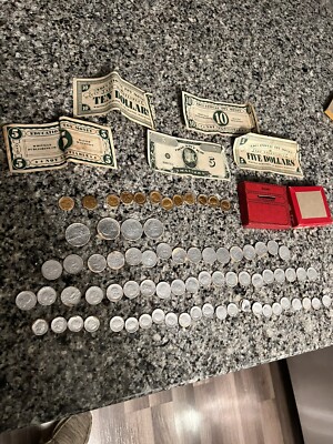 Rare 1940s Bradley Educational toy money Whitman publishing Lot Of Coins Bank