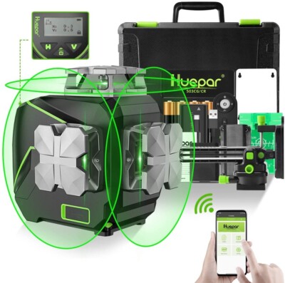 Huepar S03CG grün 3D Kreuzlinienlaser mit Fernbedienung im Koffer